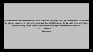 22.12.23 DRINGENDER GEBETSAUFRUF FÜR EUROPA - BOTSCHAFT VON JESUS AN LENA